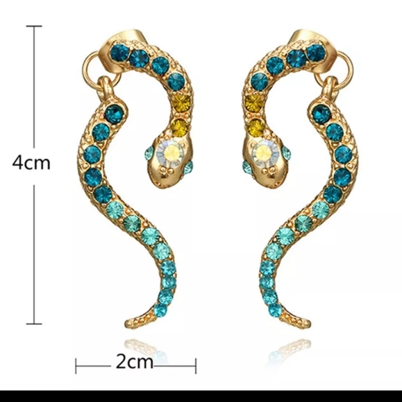 Punk Antique Crystals Snake Earings - Picture 6 of 9